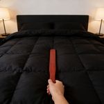 Dark Red Wooden Duster for Rugs Quilts Hand Held Tool for Home Cleaning