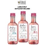 8 MINI personalised WINE Bottle LABELS Baby shower gift, favour, present, CUTE!