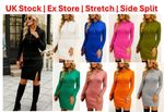 Ladies Ribbed Jumper Dress Womens Stretch Knitted Long Top Winter Sweater NEW