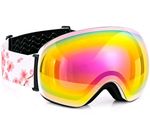 COPOZZ Womens Ski Goggles Pink Mirrored UV400 Anti Fog Snowboard Floral Strap