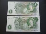 1970 PAIR J B PAGE REPLACEMENT £1 NOTES UNCIRCULATED WITH PINHOLES DUGGLEBY B323