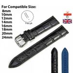 Genuine Leather Crocodile Print Watch Band Strap Universal Replacement 12-24mm