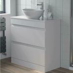 800mm Bathroom Vanity Unit Countertop Wash Basin Sink Oval Floor Standing White