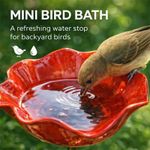 Handmade Metal Flower Garden Stake with Bee Bath & Bird Water Bowl