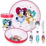 Bluey Pink Kids 6 Piece Dinnerware Cutlery Set - Plate/Bowl/Cup/Knife/Fork/Spoon