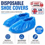 100 - 2000 pc Disposable Shoe Cover Blue Anti Slip Plastic Overshoes Boot Safety