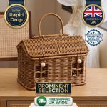Home Bargains Rattan House Basket With Red Bow Xmas New with tag