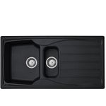 Liquida CMP15BL 1.5 Bowl Reversible Black Kitchen Sink And Waste Kit