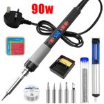 90W Soldering Iron Kit Electronics Welding Irons Solder Tools Adjustable Wire UK