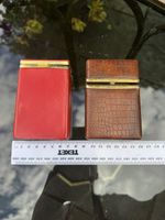Set Of 2 (1950's) Ladies Red Metal/Leather Cigarette Case Vintage