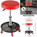 Height Adjustable Mechanics Workshop Stool Garage Seat Padded Swivel Chair