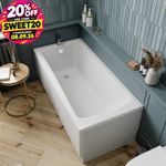1500/1600/1700 Modern Bathroom Single Ended Wide Square Bath Bathtub Gloss White