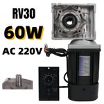 RV30 60W AC 220V Worm Gear Reducer Gearbox Electric Motor W/ Controller 1350RPM