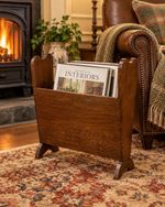 Rare Vintage Arts & Crafts Wooden Magazine Rack Holder – Rustic Dark Oak