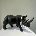 vintage hand carved wooden Rhino Rare