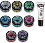 Moon Glitter 8 Colours Biodegradable Eco Chunky Glitter Set with Fix Gel
