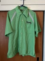 70s Vintage Men’s Chainstitch Bowling Shirt Mint Green Woody Size XL Made In USA