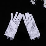 1 Pair White Cycling Bow Gloves Elegant Lace Gloves Bowknot Sun Protection