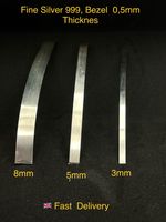 Fine Silver 999, Bezel 3mm, 5mm, 8mm Width, 0,5mm Thicknes - (Soft)