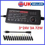 72W Power Supply DC 3V~24V Adjustable Variable Universal Switching AC/DC Adapter
