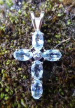 Vintage 9ct Yellow Gold 375 Diamond and Gem Stone Set Crucifix Cross Pendant