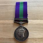General Service Medal Palestine 1945-48 clasp to Pte E Green, R Warwick