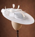 White Fascinator Hat With Flower 