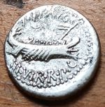 Ancient Roman Silver Denarius Mark Antony Legionary Coin 32–31 BC Galley VF #307