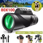 Military Zoom 80x100 HD Monocular Telescope Starscope Day Vision Hunting Outdoor