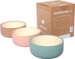 Pack of 3 Silicone Bowls in Pastel Colours, Food Grade Silicone & BPA Free