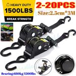 20Pcs Automatic Retractable Ratchet Strap Heavy Duty Car Trailer Tie Down Straps