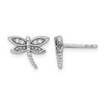 Real 925 Sterling Silver Polished 10x12mm Ice Diamond Dragonfly Post Earrings