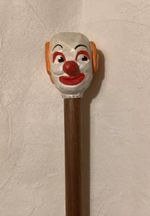 Vintage Hand Carved CLOWN Head Handle Wooden Walking Cane Handmade Walking Stick