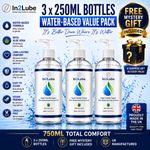 Sex Lube In2Lube Vegan Friendly Organic Water Based  Vaginal Anal 3x250ml