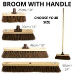 Stiff Garden Broom Head and Handle Heavy Duty Large Outdoor Sweeping Yard Brush
