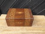 Antique Inlaid wooden box / Tunbridge Ware Box . Retains inner tray. 24.5cm x 17