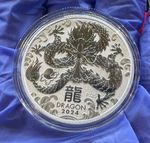 2024 Australian Year of the Dragon 1oz Silver (99.99%) Bullion Coin in capsule