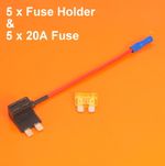 High Quality 5 x 12V Add A Circuit Piggy Back Fuse Holder Standard Blade 20 Amp