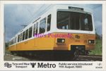 Tyne and Wear Transport Postcard - Metro Train, Railway Travel, 1980 - Ref.2124