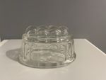 Vintage Small Oval Jelly Mould Height 8cm 13.5cm X 9cm Clear Pressed Glass.