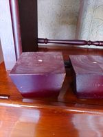 Set of 4 Wooden Furniture Risers Levelling Blocks Brown Square Non-Slip Pads