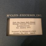 1975 Coca-Cola Super Bowl Promotion Proposal McCann Erickson Chicago Bottling