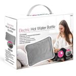 ELECTRIC RECHARGEABLE HOT WATER BOTTLE GREY BED HAND WARMER MASSAGING HEAT PAD