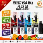 Hayati Pro Max Plus 6000 Refill Pods | Hayati Pro Max Plus 6k Pods | 20mg | UK