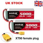 2pcs HRB 6S 5000mAh LiPo Battery 100C XT90 22.2V for RC Drone Truck Airplane FPV