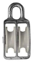80mm Zinc Double Pulley Block With Nylon Sheaves Max Resist. 750kg For 8mm Rope