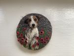 NEEDLE FELT BROOCH JACK RUSSELL DOG IN POPPY FIELD