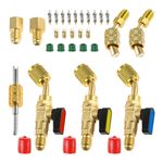 28pcs AC Refrigerant Ball Valve 1/4" Kit for R410A R134A R12 R22 Charging Hoses