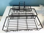 5pc Stainless Steel Shower Caddy Set Dark Grey Matt Wall Mount Adhesive
