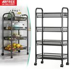 4 Tier Storage Trolley Cart on Wheels Kitchen Bathroom Laundry Narrow Space Rack